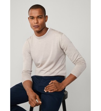 Hackett London Beżowy sweter Gmd Merino
