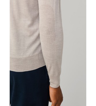 Hackett London Beżowy sweter Gmd Merino