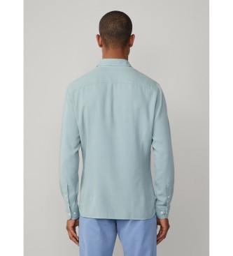 Hackett London Camisa texturizada tingida � m�o em azul