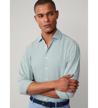 Hackett London Camisa texturizada tingida � m�o em azul