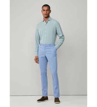 Hackett London Camisa texturizada tingida � m�o em azul