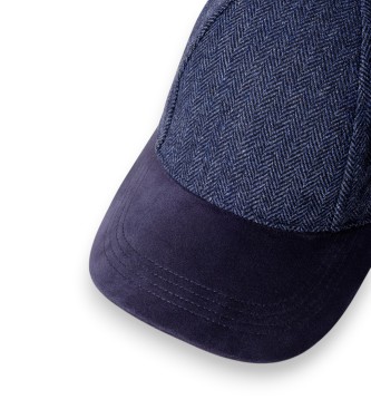 Hackett London Cappello Hbone Tartan blu marino