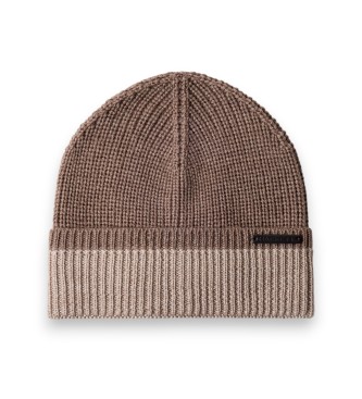 Hackett London Bonnet en laine mérinos marron