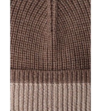 Hackett London Bonnet en laine mérinos marron