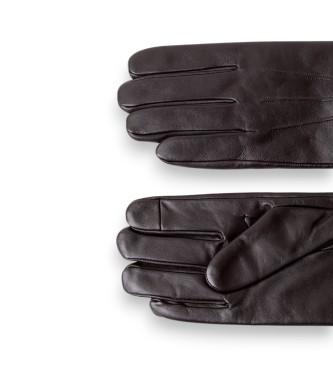 Hackett London Brown Commuter Touch leather gloves