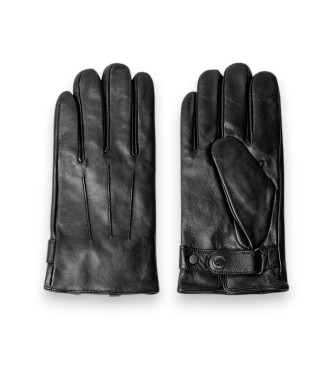 Hackett London Commuter Touch black leather gloves