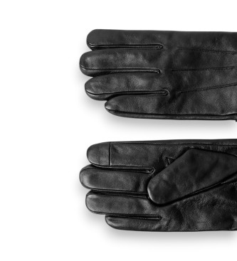 Hackett London Commuter Touch black leather gloves