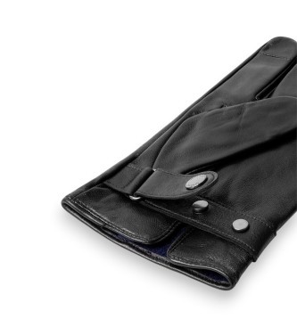 Hackett London Commuter Touch black leather gloves