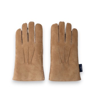 Hackett London Luvas de couro Sherling Handstitch beige