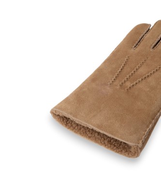 Hackett London Luvas de couro Sherling Handstitch beige