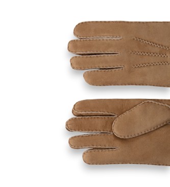 Hackett London Luvas de couro Sherling Handstitch beige