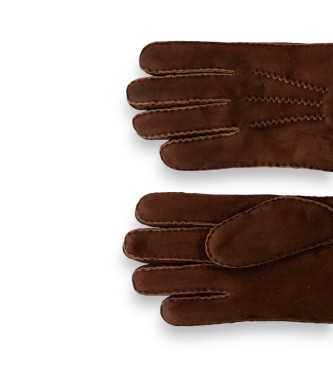 Hackett London Luvas de couro Sherling Handstitch marrom