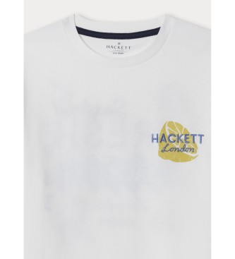 Hackett London Maglietta bianca con stampa di frutti di mare