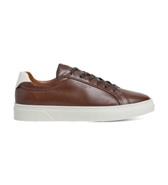 Hackett London Brązowe skórzane buty treningowe Hackney Classic