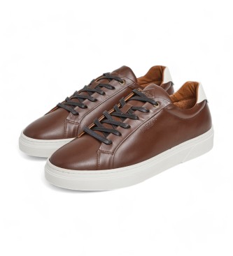 Hackett London Brązowe skórzane buty treningowe Hackney Classic