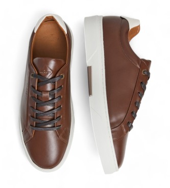 Hackett London Brązowe skórzane buty treningowe Hackney Classic