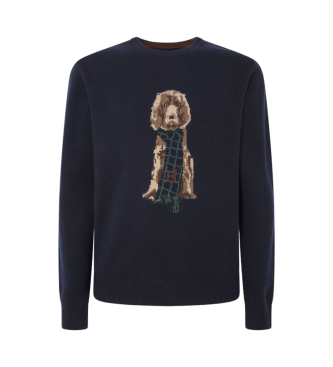 Hackett London Pull Harry Intarsia marine