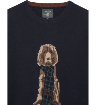 Hackett London Pull Harry Intarsia marine