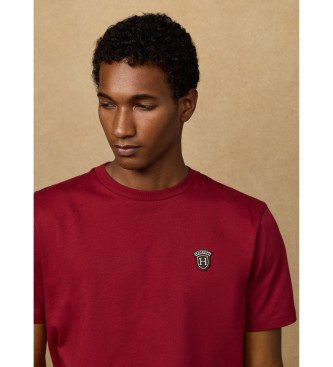 Hackett London T-shirt z logo o klasycznym kroju w kolorze czerwonym