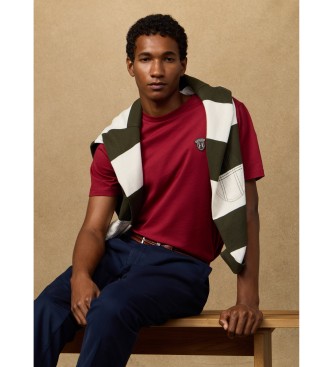 Hackett London T-shirt z logo o klasycznym kroju w kolorze czerwonym