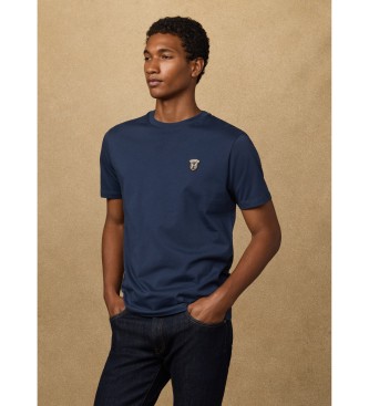 Hackett London T-shirt z granatowym logo o klasycznym kroju