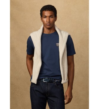 Hackett London T-shirt z granatowym logo o klasycznym kroju