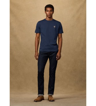 Hackett London T-shirt z granatowym logo o klasycznym kroju