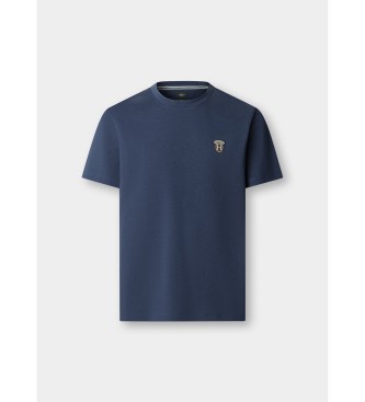 Hackett London T-shirt z granatowym logo o klasycznym kroju