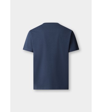 Hackett London T-shirt z granatowym logo o klasycznym kroju