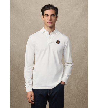 Hackett London Heritage Crest Lgo long sleeve white polo shirt