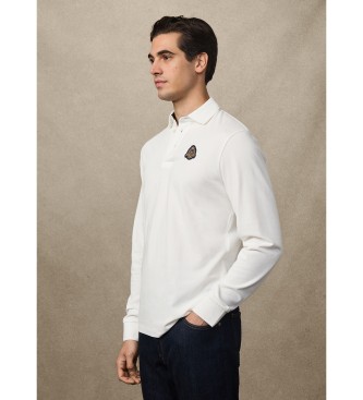 Hackett London Heritage Crest Lgo long sleeve white polo shirt