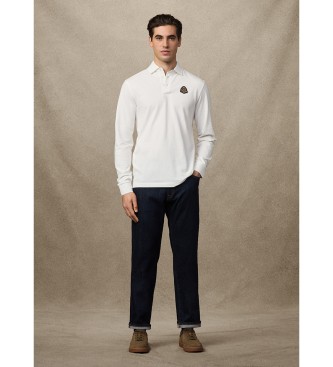 Hackett London Heritage Crest Lgo long sleeve white polo shirt