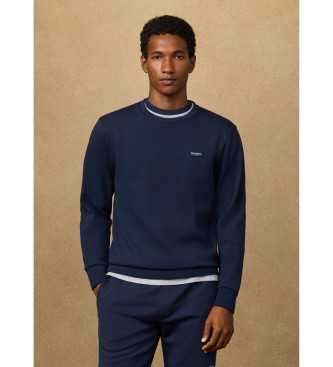 Hackett London Sweater met crewneck en marine logo