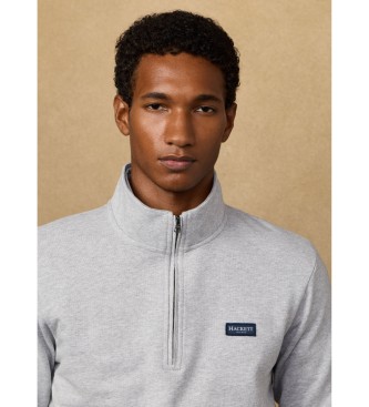 Hackett London Sweatshirt med kvarts dragkedja och gr� logotyp