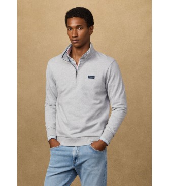 Hackett London Sweatshirt med kvarts dragkedja och gr� logotyp