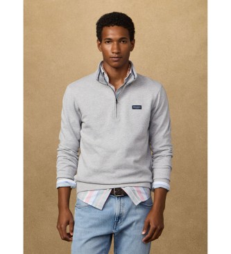 Hackett London Sweatshirt med kvarts dragkedja och gr� logotyp