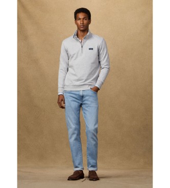 Hackett London Sweatshirt med kvarts dragkedja och gr� logotyp