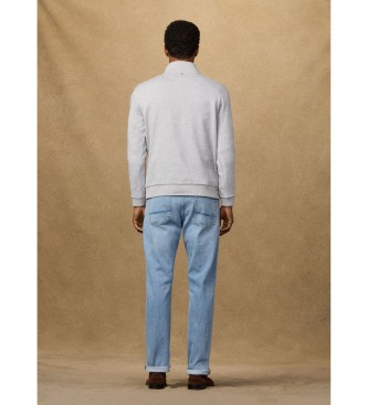 Hackett London Sweatshirt med kvarts dragkedja och gr� logotyp