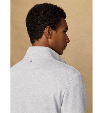 Hackett London Sweatshirt med kvarts dragkedja och gr� logotyp