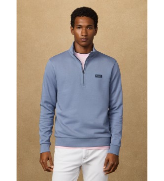 Hackett London Sweatshirt med kvarts dragkedja och bl� logotyp