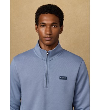 Hackett London Sweatshirt med kvarts dragkedja och bl� logotyp