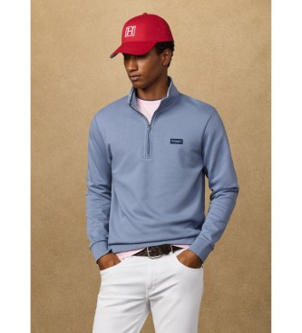 Hackett London Sweatshirt med kvarts dragkedja och bl� logotyp