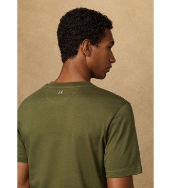 Hackett London T-shirt z logo w klasycznym zielonym kolorze
