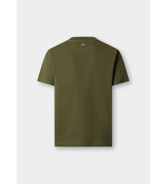 Hackett London T-shirt z logo w klasycznym zielonym kolorze