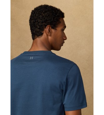 Hackett London T-shirt z niebieskim logo o klasycznym kroju