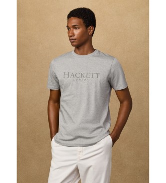 Hackett London T-shirt met classic fit logo in grijs