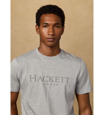 Hackett London T-shirt met classic fit logo in grijs