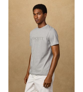 Hackett London T-shirt met classic fit logo in grijs