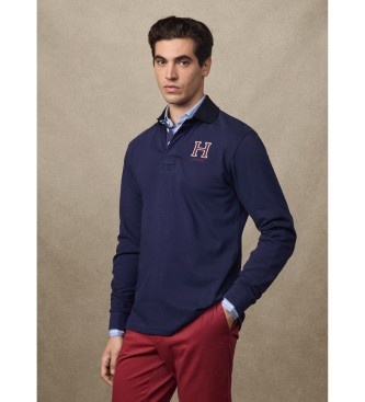 Hackett London Heritage H Rugby blue jersey