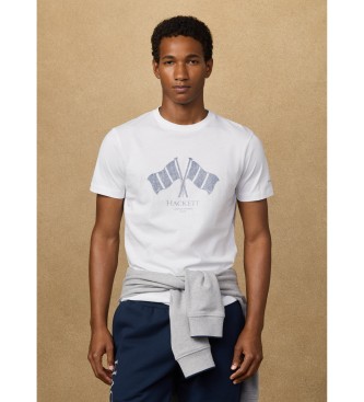 Hackett London Lrc vlag fit klassiek wit t-shirt